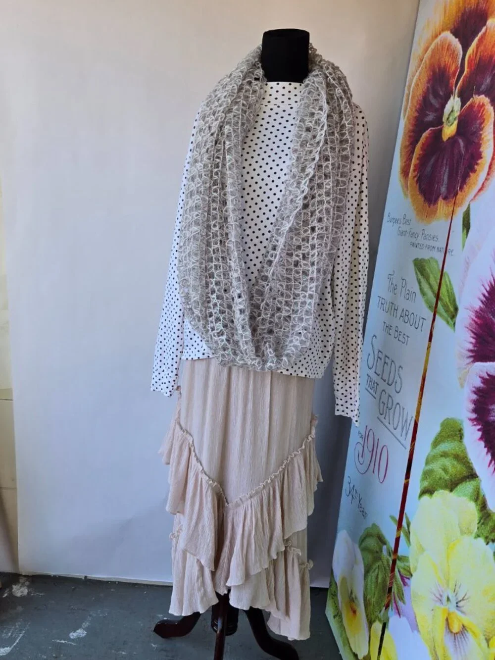 Cejon Silver, Grey and Pink Sparkle Loose Knit Infinity Loop Scarf Minimalist